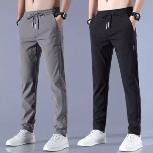 Men's Straight Cut Ice Silk Jogger Pants